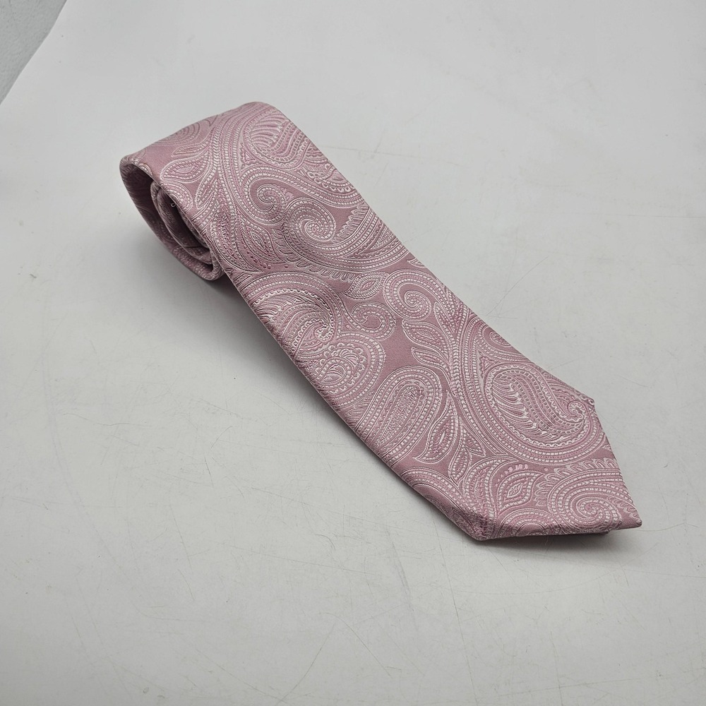 Donald J. Trump Tie Mens Pink Paisley Jacquard Signature Collection Necktie